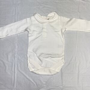 Viverano Organic Cotton White Collar Long Sleeve Bodysuit Size 0-3 Months